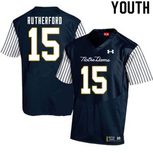 Notre Dame Fighting Irish Youth Isaiah Rutherford #15 Navy Under Armour Alternate Authentic Stitched College NCAA Football Jersey BUH0499KM